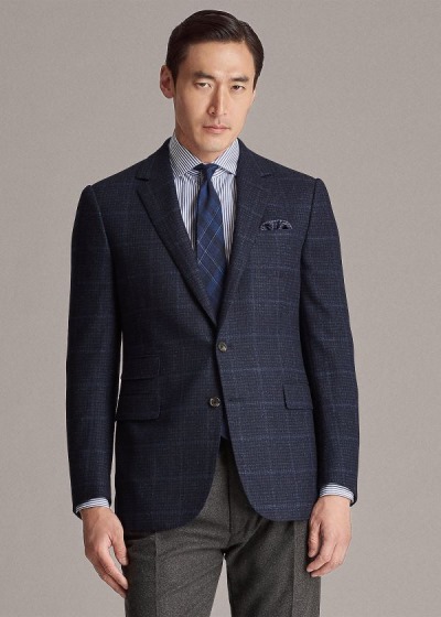 Ralph Lauren Gregory Plaid Wool Blazer Herre Danmark (JAURT1403)